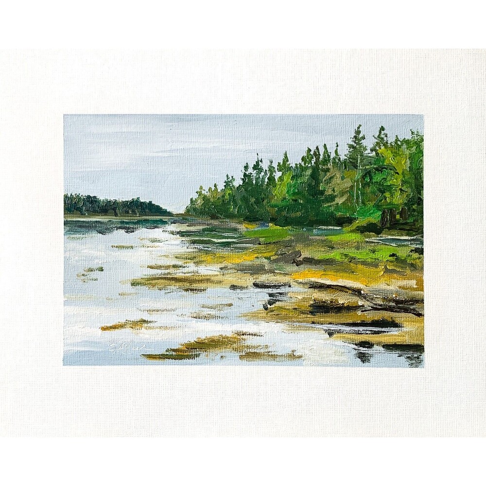 8x10 Maine Original Oil Painting Acadia New England Coastal Pinetree Art Signed
